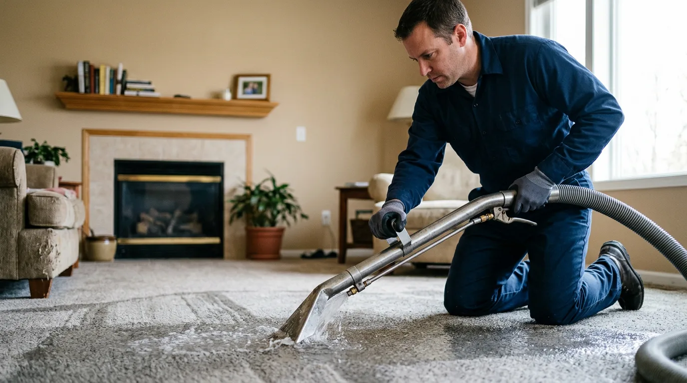 Water damage restoration technician working near Cassville, MO